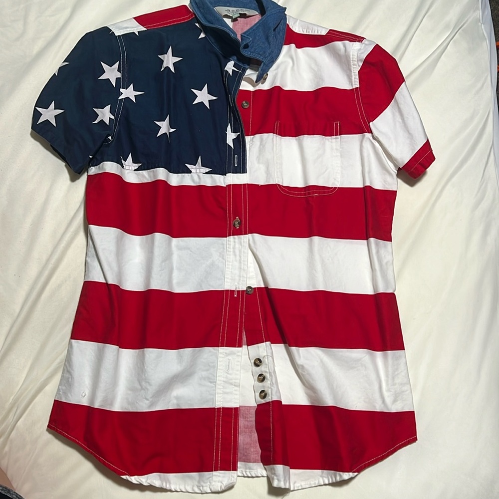 american flag button down